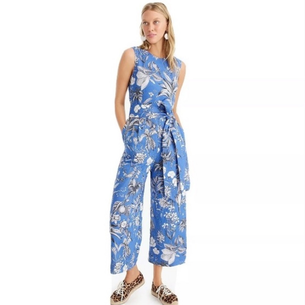 J Crew Linen wrap-back jumpsuit in Ratti® tropical toile size 4